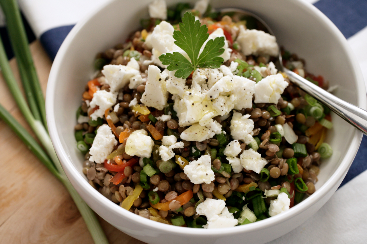 Lentil Salad with Greek Feta and olive oil