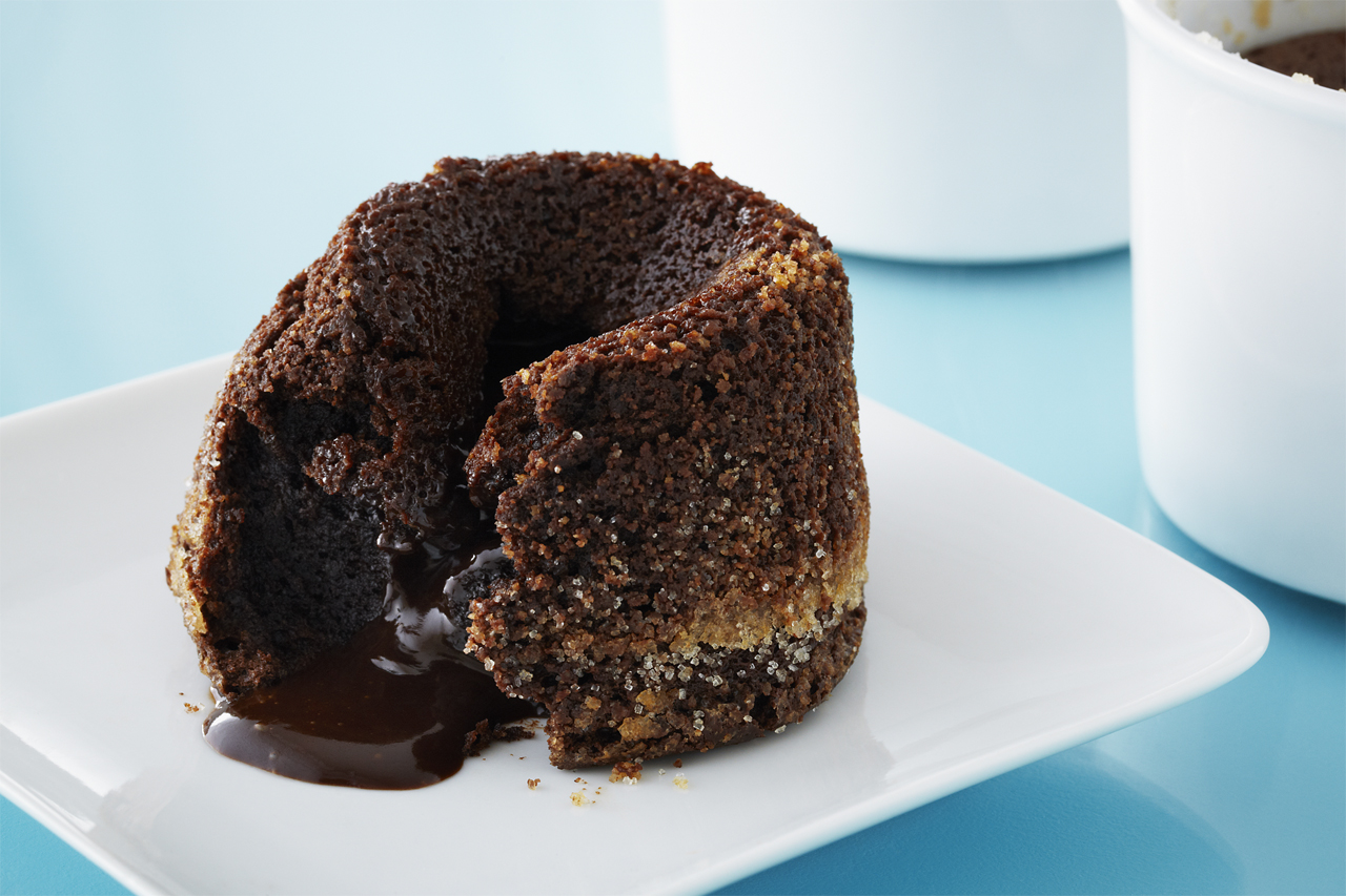 Flourless chocolate lava cake with molten chocolate centre
