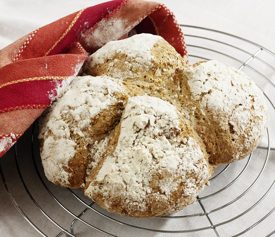 traditional Irish soda bread on a cooling rack