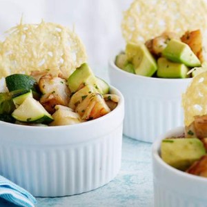 Shrimp and Avocado Salad With Frico Chips