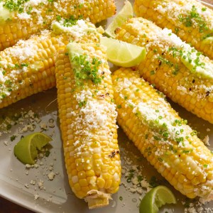 Grilled Corn On the Cob With Garlic Butter, Fresh Lime and Cotija Cheese