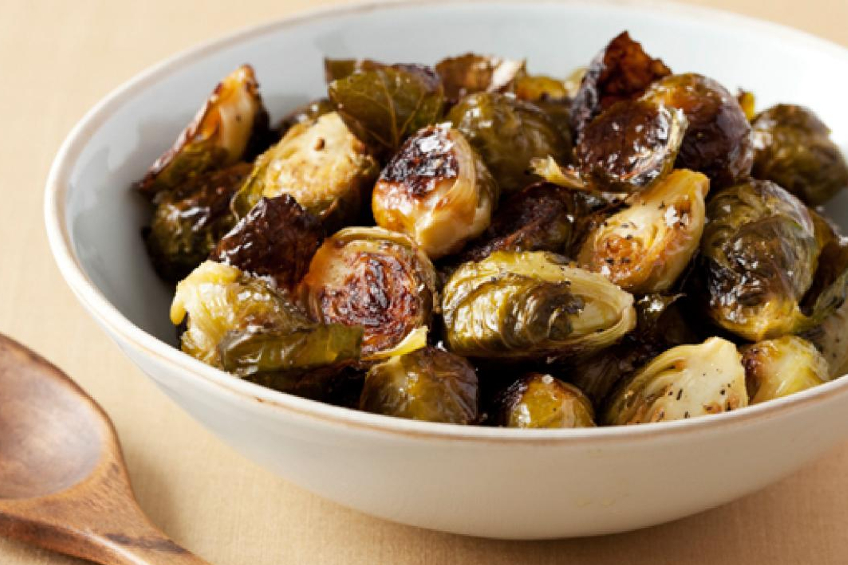 Ina Garten's oven-roasted brussels sprouts in a bowl