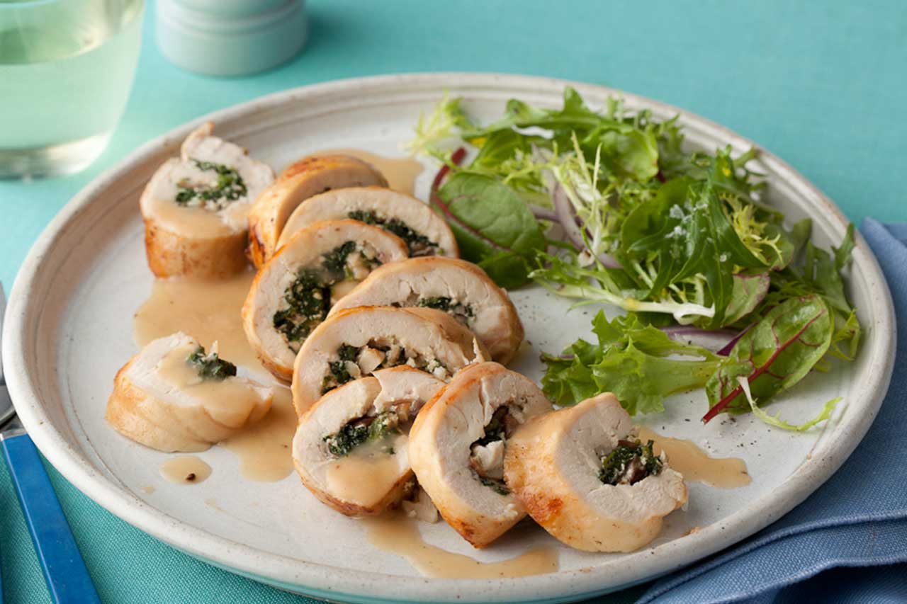 Spinach and Mushroom Stuffed Chicken Breasts