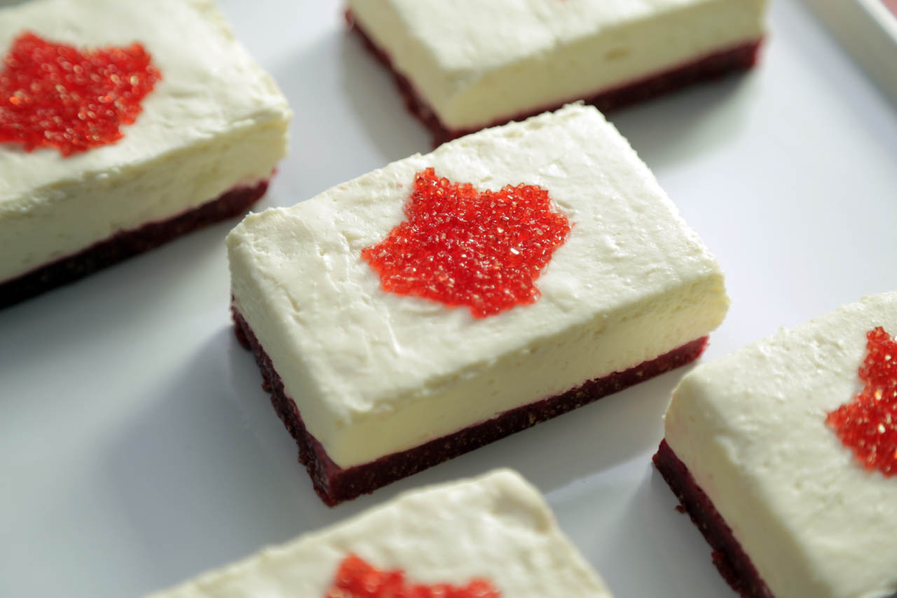a closeup of Canadian cheesecake bars