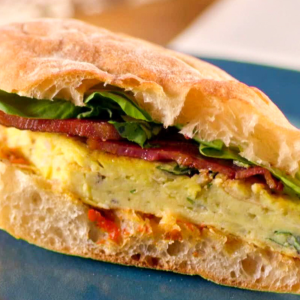 Goat Cheese and Red Onion Frittata Sandwich Crunchified With Pepper Relish