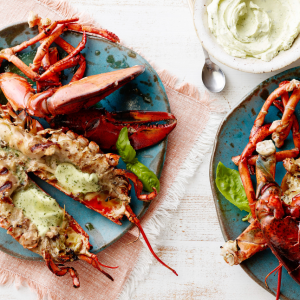 Grilled Lobster Smothered in Basil Butter