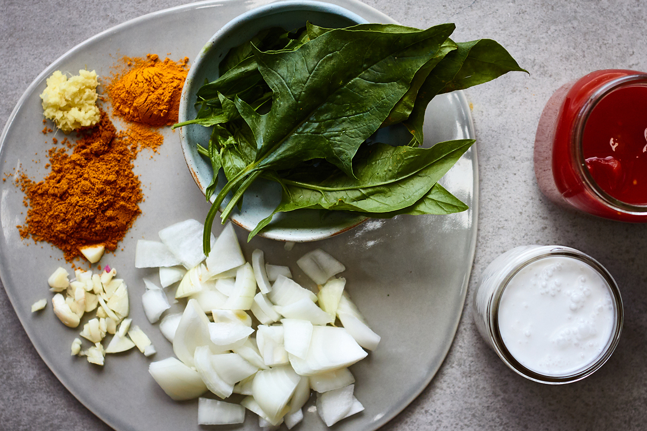 Coconut chicken curry mise en place