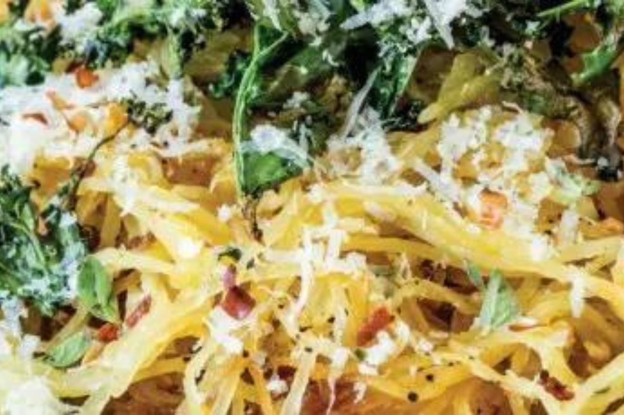 Roasted Spaghetti Squash with Kale and Parm