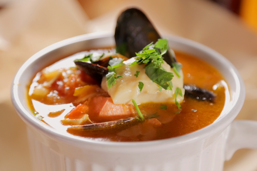 A bowl of bouillabaisse at the Fish Counter in Vancouver.
