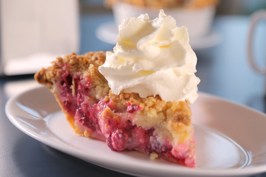 A slice of the raspberry cream crumble at the Pie Hole in Vancouver, British Columbia.