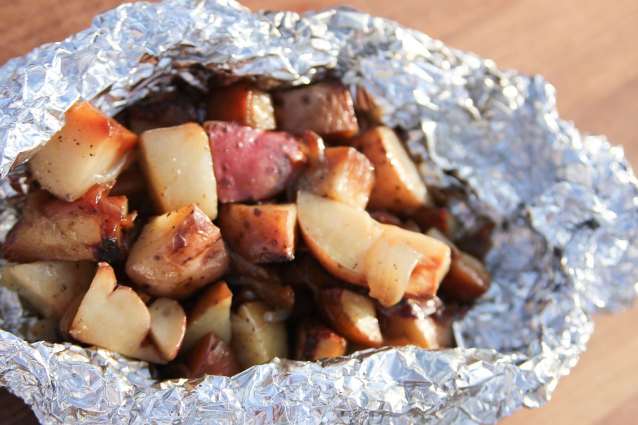 grilled potatoes in foil