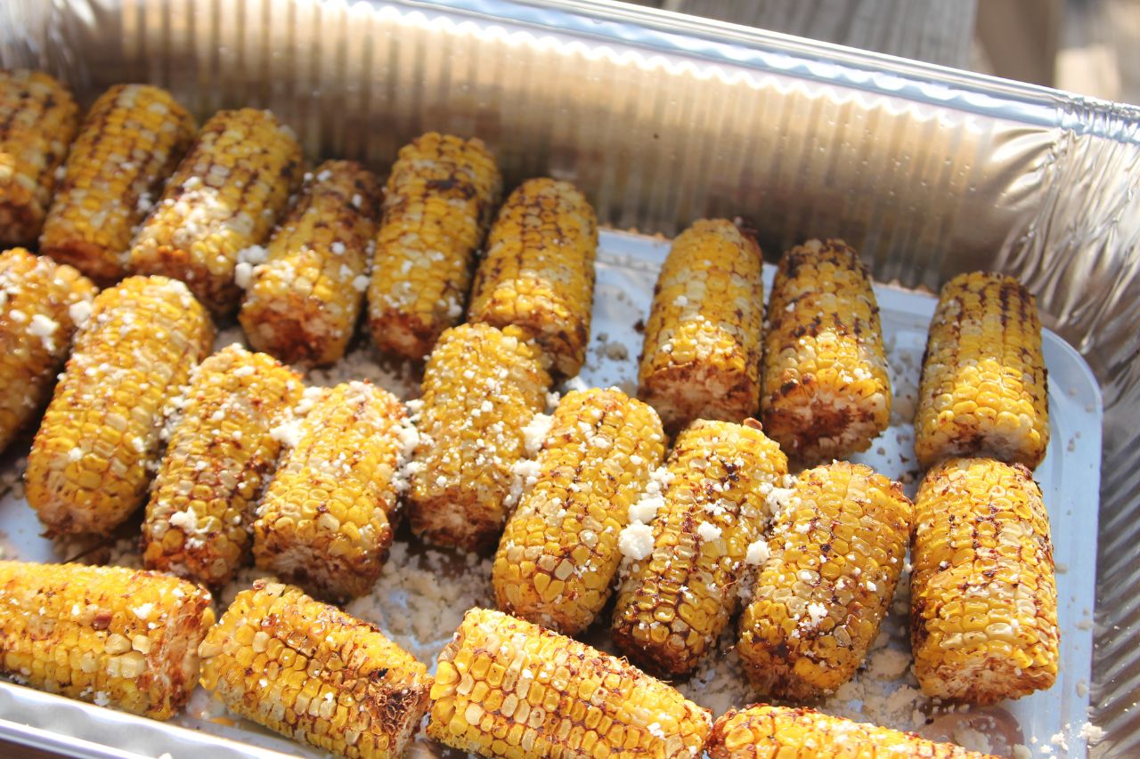 grilled corn in a pan