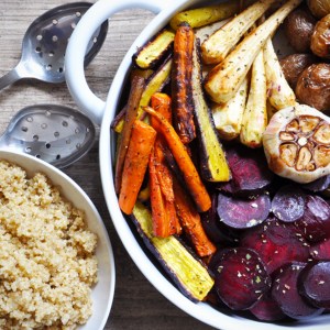 Colourful Roasted Vegetables and Garlic Quinoa is the Perfect Weeknight Dinner