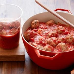 Big-Batch Meatballs and Red Sauce