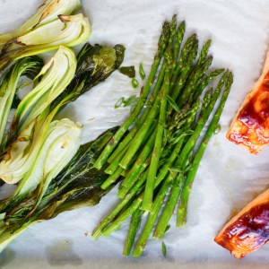 Glazed Salmon and Bok Choy Sheet Pan Dinner
