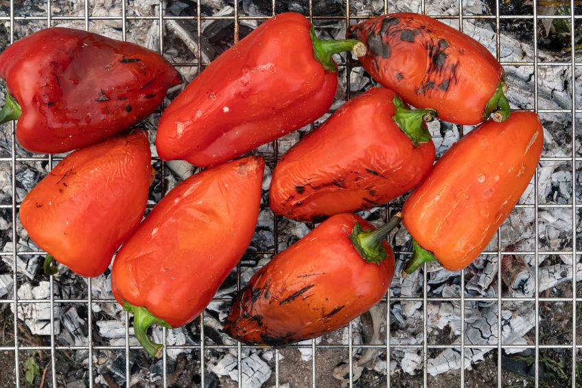 peppers on a grill