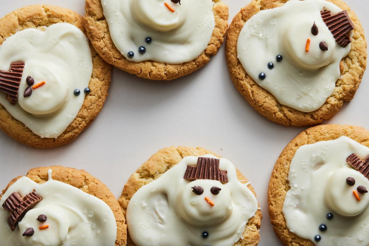 Valerie Bertinelli's peanut butter cookies topped with adorable melted snowmen
