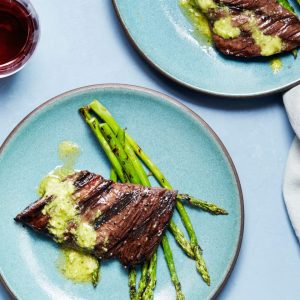 15-Minute Grilled Skirt Steak with Pesto Butter