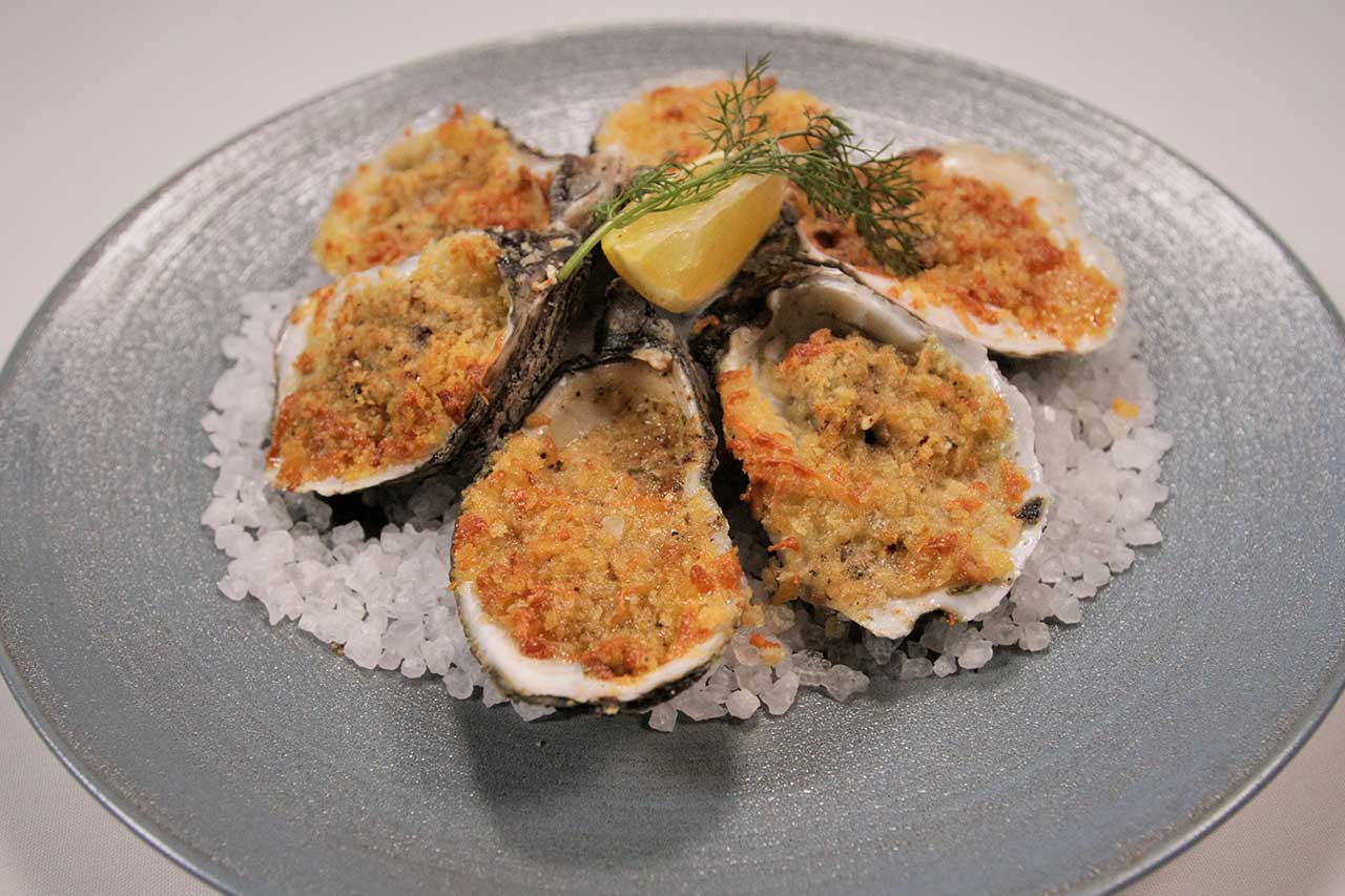 Brennan's Roasted Oysters with Smoked Chilli Butter & Manchego Crust.