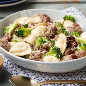 20-Minute Crispy Pierogies with Broccoli and Sausage