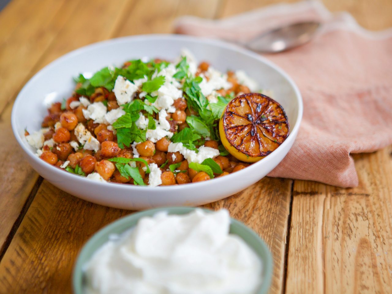 Molly Yeh's Harissa-braised Chickpeas with Feta, as seen on Girl Meets Farm