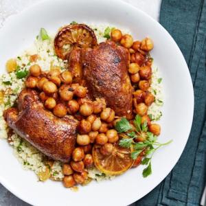 Saucy Moroccan Chicken and Lemon with Date Couscous