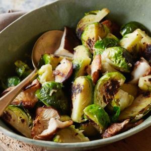 Brussels Sprouts with Mushrooms and Ginger