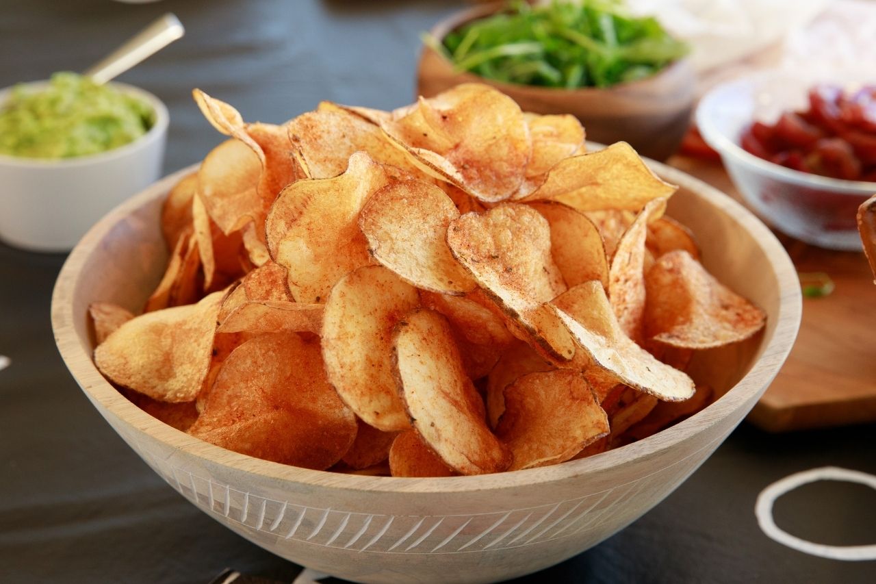 bowl of homemade potato chips