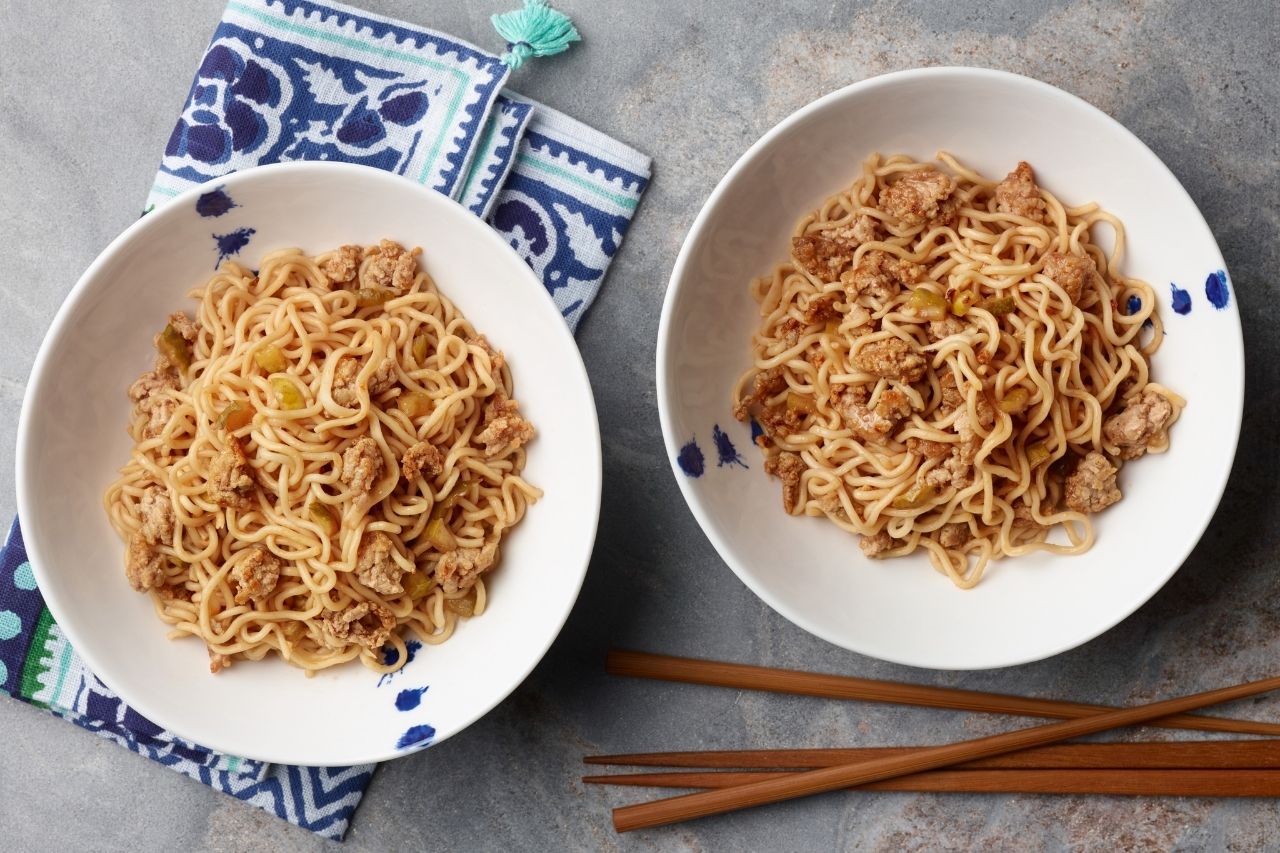 Two bowls of dan dan noodles