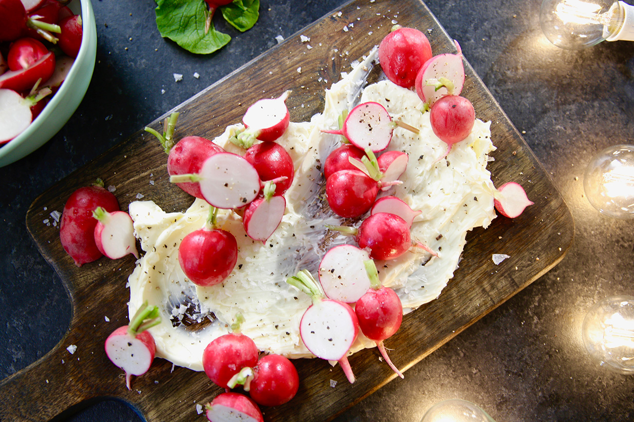 Radishes with Smoked Butter ,as seen on Girl Meets Farm, Season 4.