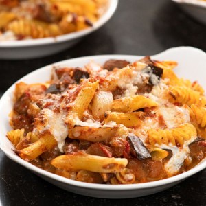 Baked Pasta with Tomatoes and Eggplant