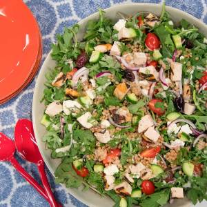 Grilled Chicken and Kale Greek Salad