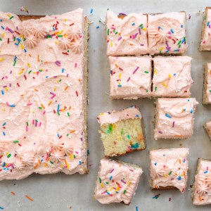 This Confetti Sheet Cake With Pastel Frosting is Straight-Up Magical