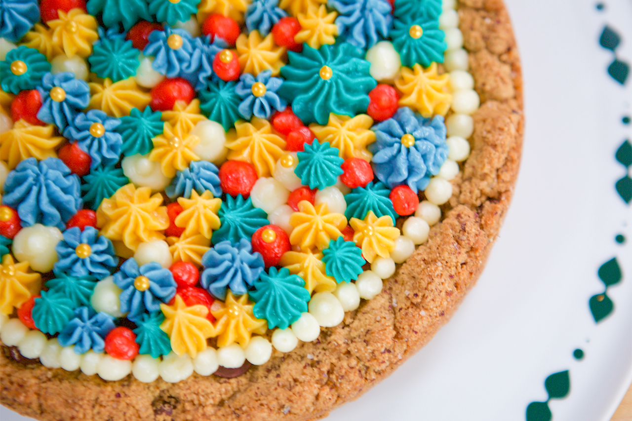 Molly Yeh's Chocolate Chip Cookie Cake with Buttercream Frosting