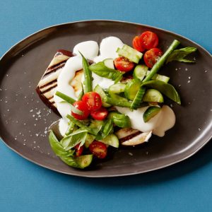 Grilled Eggplant with String Bean and Tomato Salad