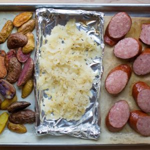 Kielbasa and Sauerkraut Sheet Pan Dinner
