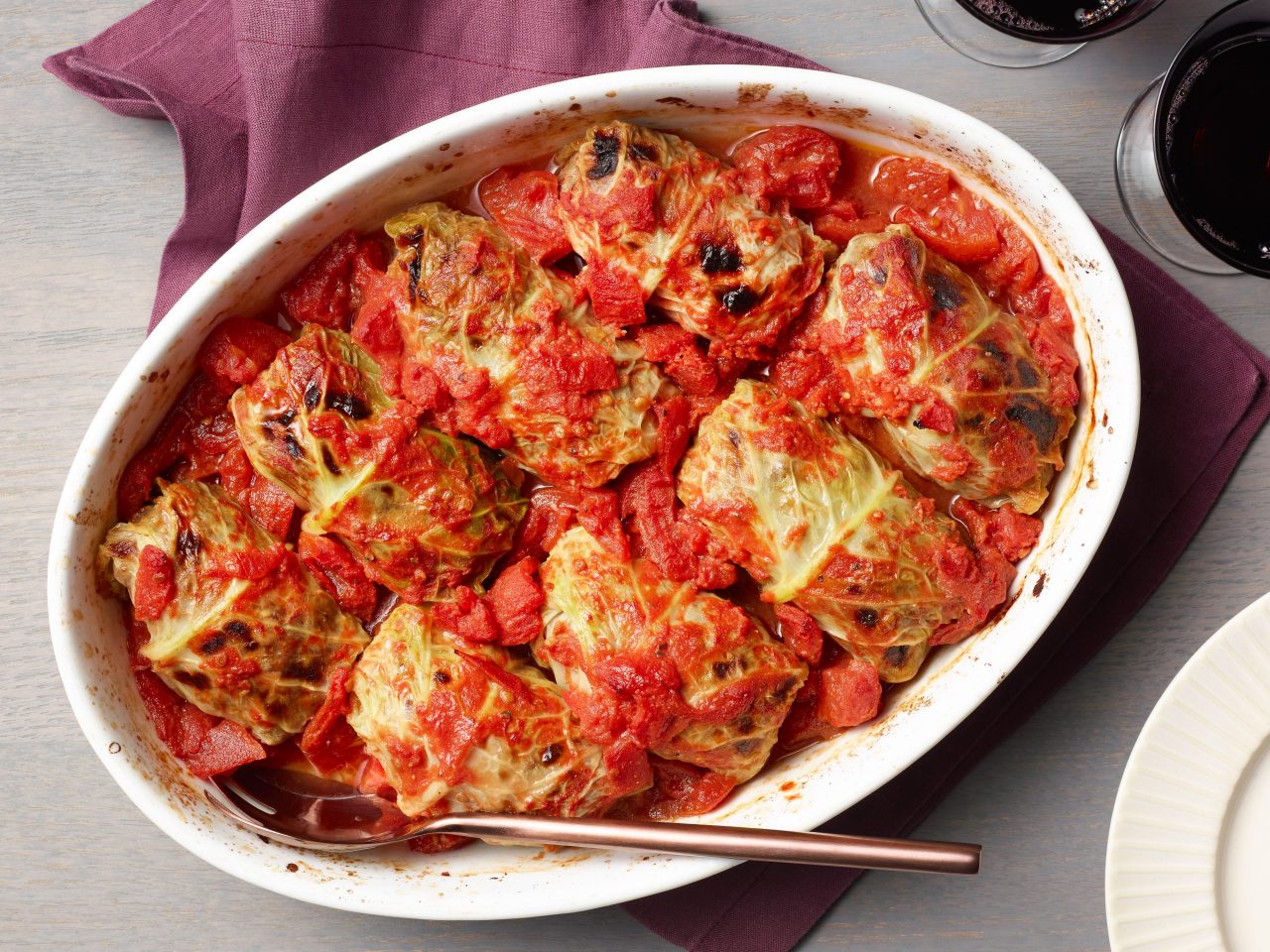Food Network Kitchen’s Stuffed Cabbage with Tomato Sauce, as seen on Food Network.