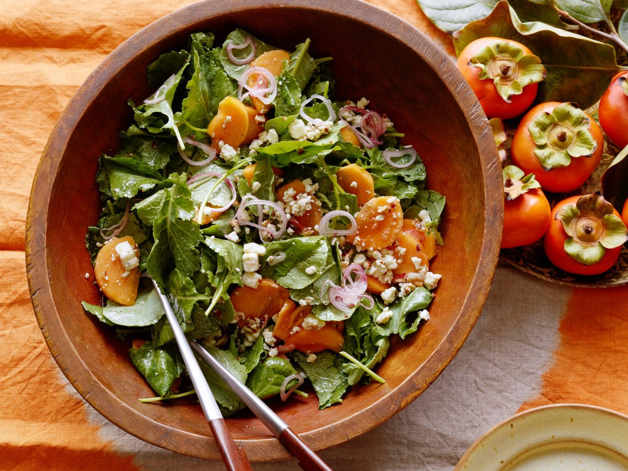 Food Network Kitchen's Kale and Persimmon Salad with Pecan Vinaigrette