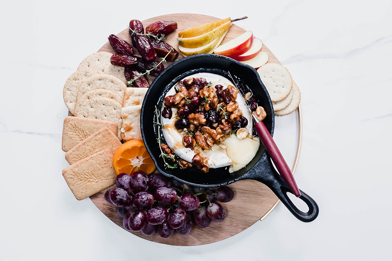 Baked Brie board with nuts