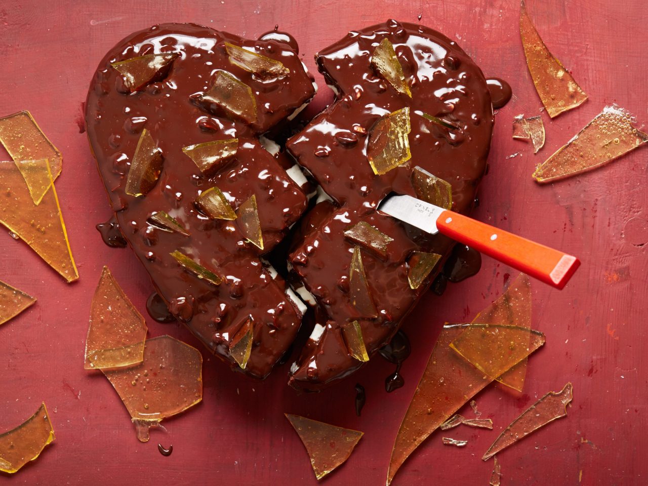 Broken Heart Chocolate Cake for Valentine's Day