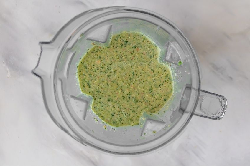 Vegan artichoke spinach dip in a blender