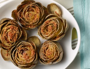 Slow-Cooker Braised Artichokes with Toasted Garlic Breadcrumbs