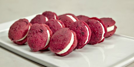 Anna Olson's Pink Velvet Sandwich Cookies.