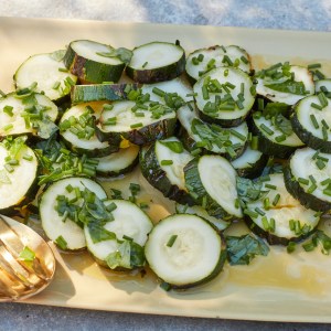 Whole Grilled Zucchini With Basil Vinaigrette