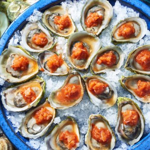 Oysters with Spicy Tomato Ice