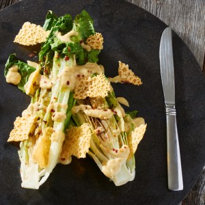 Grilled Caesar Salad with Cheddar Crisps