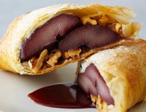 Cabernet Poached Pear and Walnut Strudels