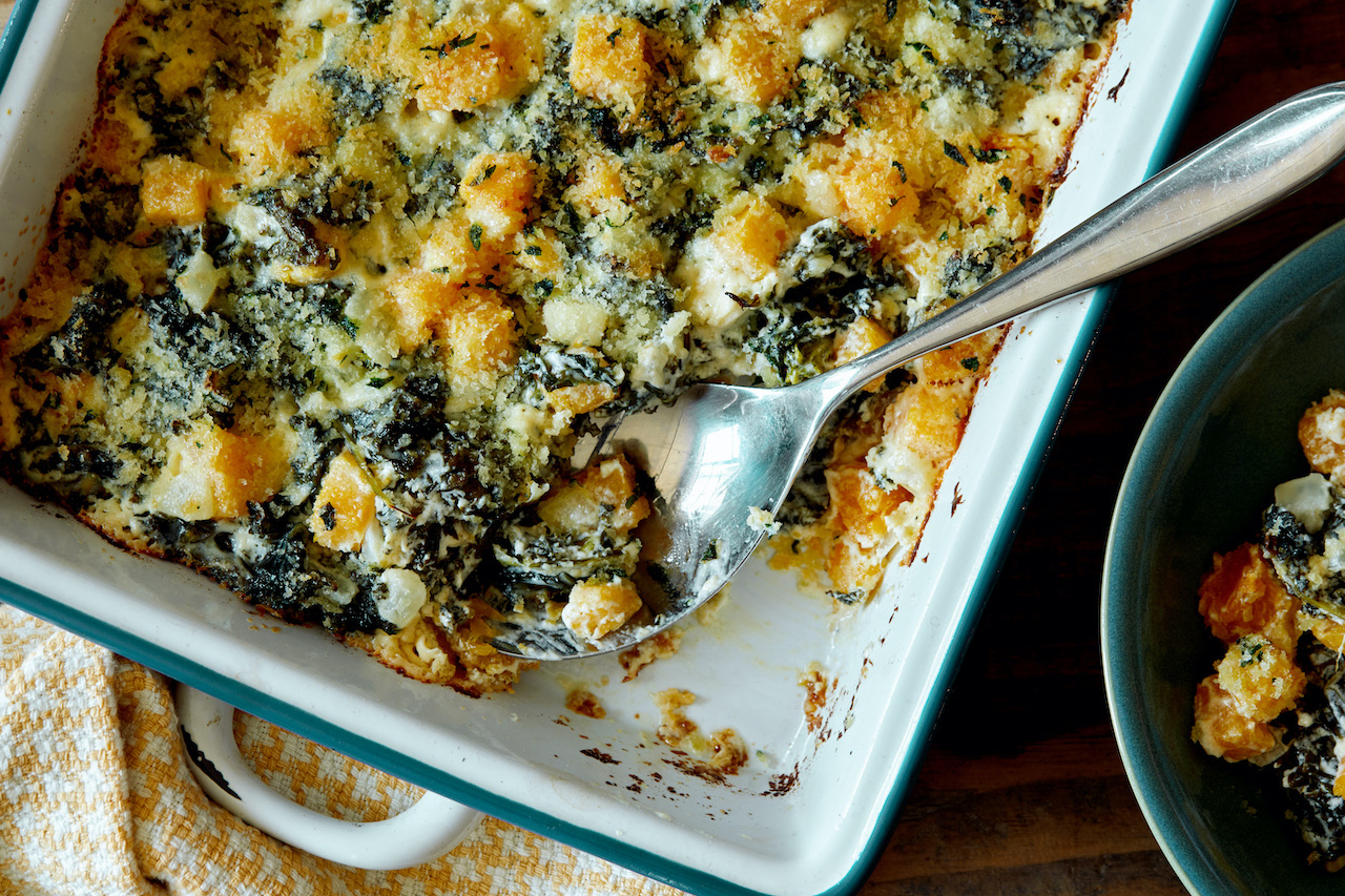 Healthy Kale and Butternut Squash casserole recipe