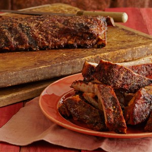 Spice Rubbed Smoked Ribs with Maple-Horseradish Baste