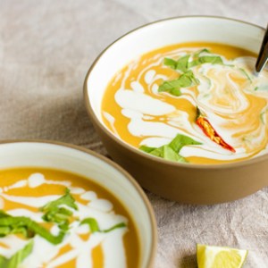 This Vegan Thai Curry Pumpkin Soup with Coconut Milk Takes Less Than 30 Minutes